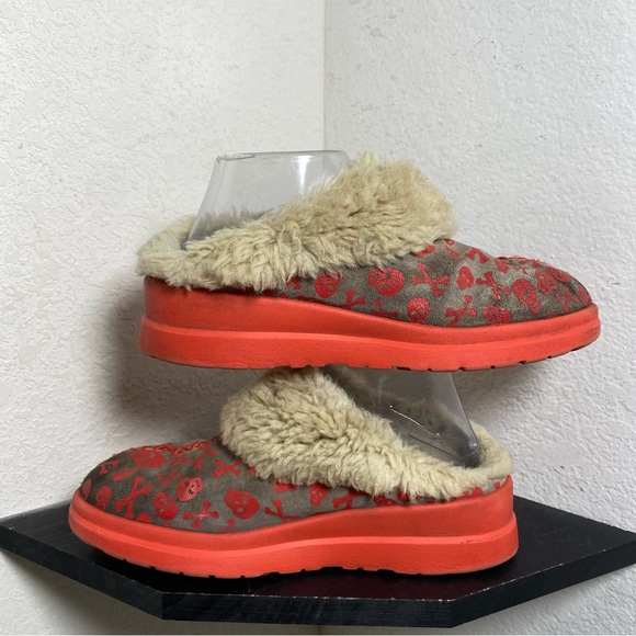 Ugg skull cross bones wedge mule clog slippers orange - Picture 5 of 7